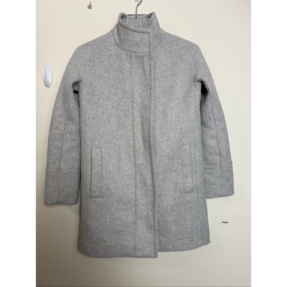 J.Crew AB945 City Coat Wool Blend Mid Length Lined Full Zip Coat Womens Size 00